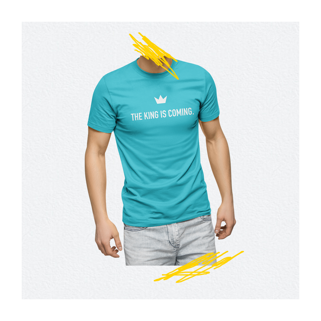 KING IS COMING T-SHIRT - BONDI BLUE